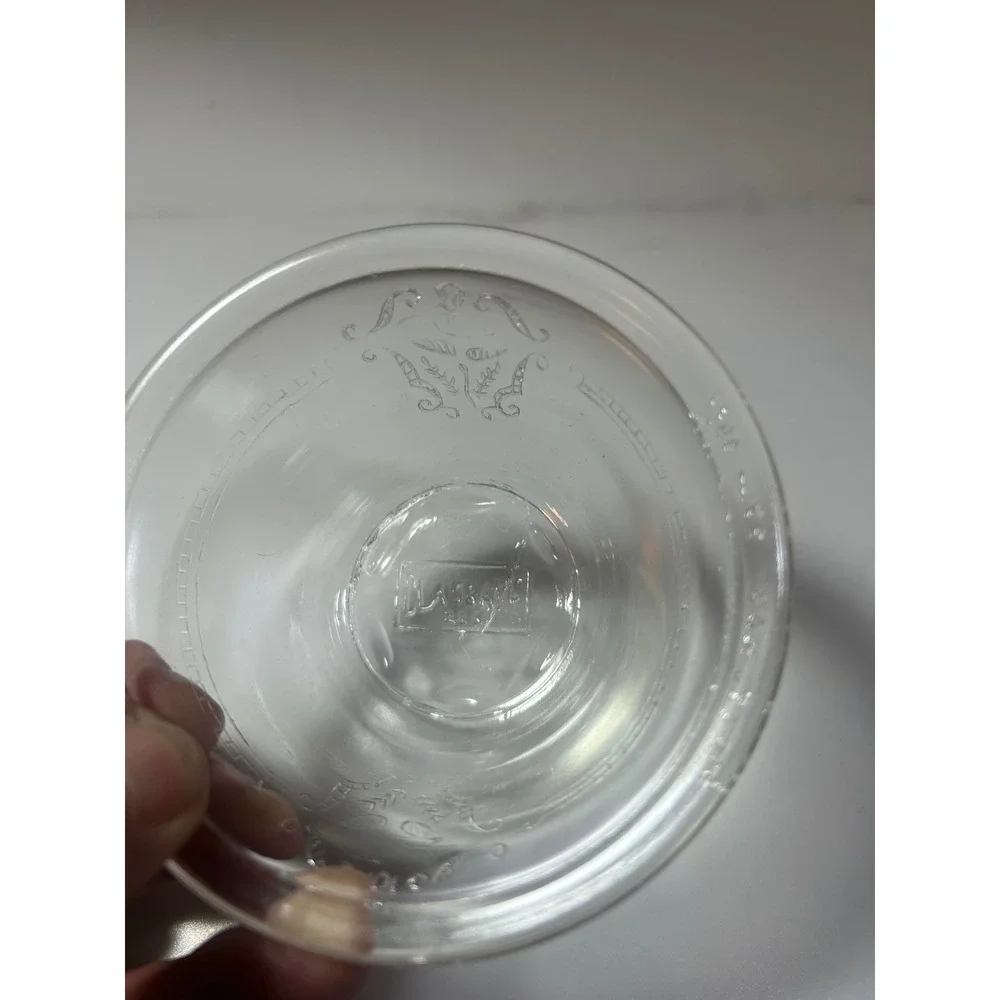 Glasbake Vintage Clear Glass Custard Cups Ramekins Etched Floral Set of 6